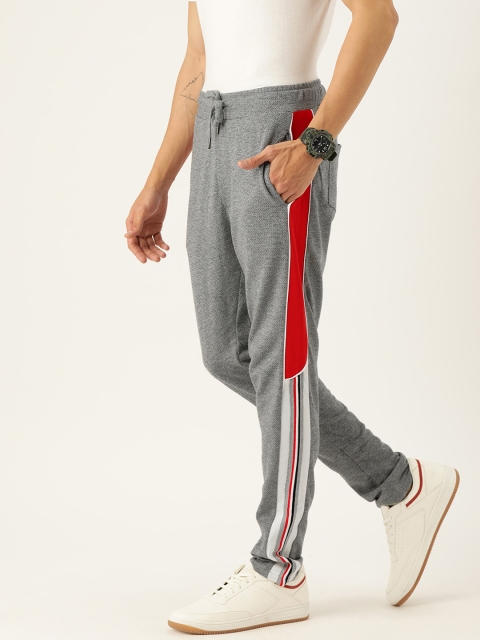 

Campus Sutra Men Grey Solid Regular Fit Track Pants With Side Stripes