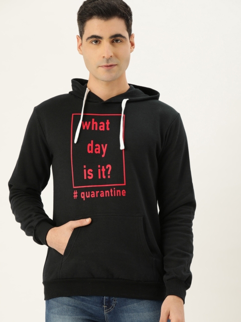 

Campus Sutra Men Black & Red Printed Hooded Sweatshirt