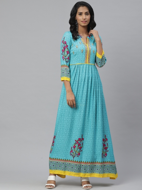 

PINKSKY Women Blue & Red Printed Kurta with Trousers