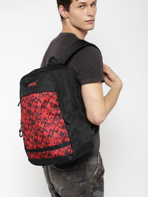 

HRX by Hrithik Roshan Unisex Orange & Black Printed Backpack