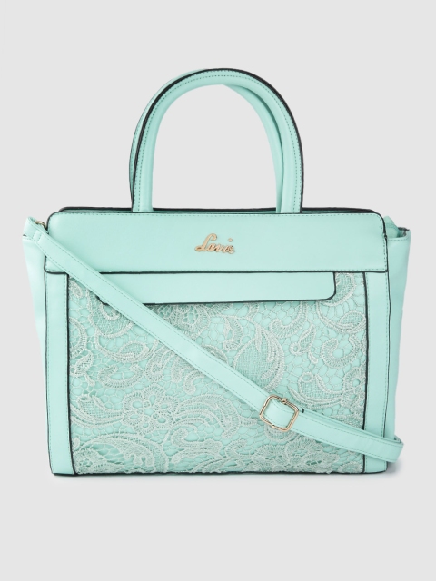 

Lavie Sea Green Lace Handheld Bag with Detachable Sling Strap