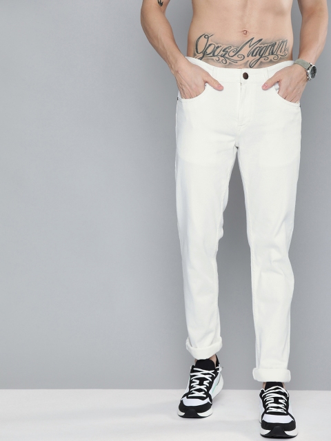 

HERE&NOW Men White Slim Fit Mid-Rise Clean Look Stretchable Jeans