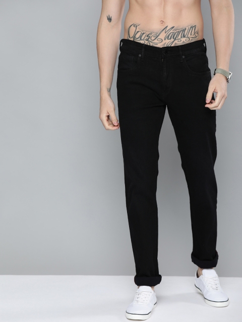 

HERE&NOW Men Black Slim Fit Mid-Rise Clean Look Stretchable Jeans