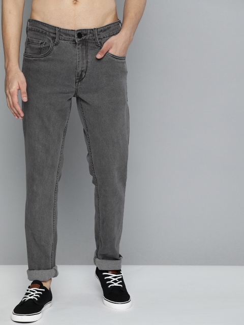 

HERE&NOW Men Grey Slim Fit Mid-Rise Clean Look Stretchable Jeans