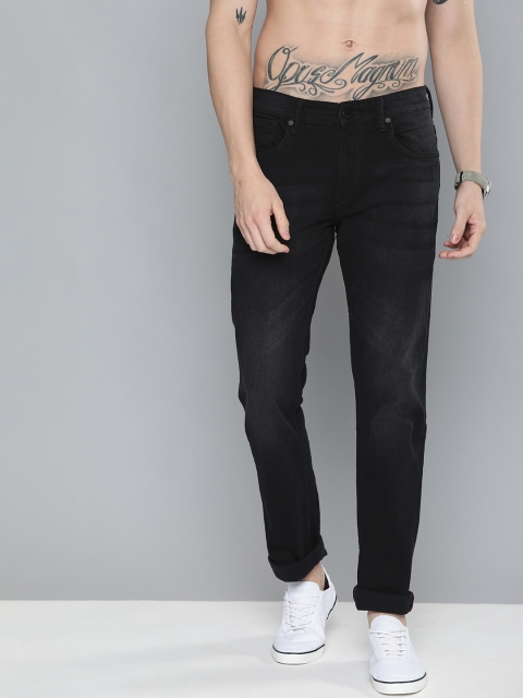 

HERE&NOW Men Black Slim Fit Mid-Rise Clean Look Stretchable Jeans