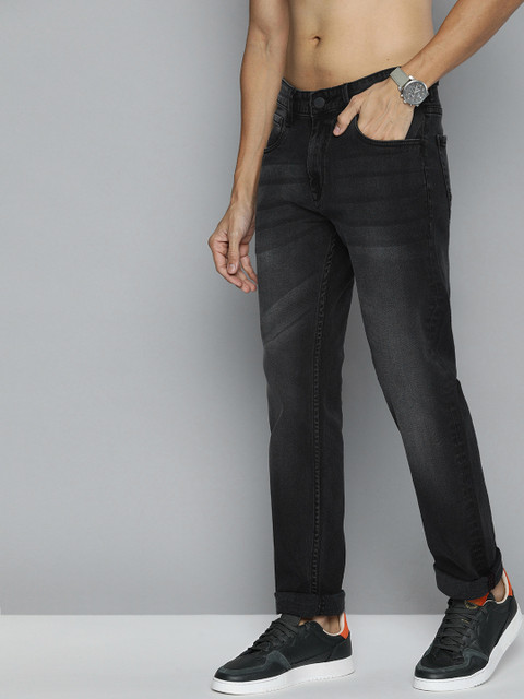 

HERE&NOW Men Black Slim Fit Mid-Rise Clean Look Stretchable Jeans