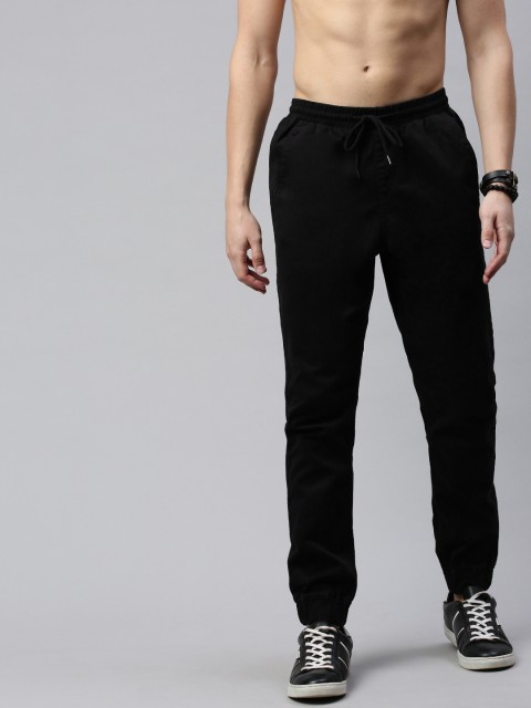 

Roadster Men Antiviral & Antibacterial protection Black Regular Fit Solid Joggers