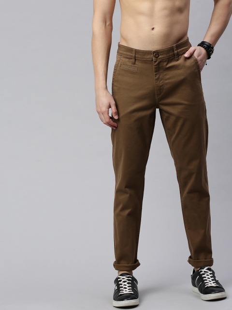 

Roadster Men Antiviral & Antibacterial protection Brown Slim Fit Solid Chinos