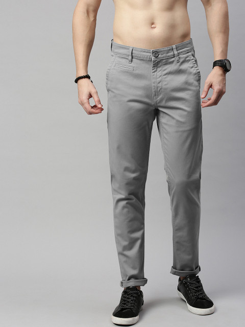 

Roadster Men Antiviral & Antibacterial protection Grey Slim Fit Solid Chinos
