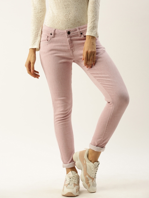

American Crew Women Pink Slim Fit Mid-Rise Clean Look Stretchable Jeans