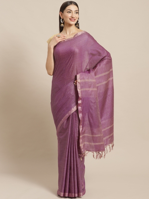 

swatika Purple & Beige Woven Design Handloom Bhagalpuri Saree