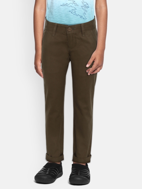 

Pepe Jeans Boys Olive Green Solid Cotton Chinos