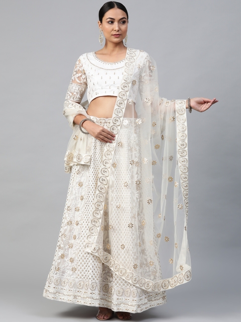 

Readiprint Fashions White Semi-Stitched Lehenga & Blouse with Dupatta