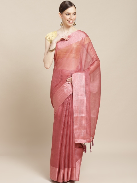 

Nanda Silk Mills Pink Solid Saree