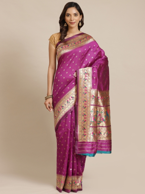 

Nanda Silk Mills Purple & Golden Woven Design Saree