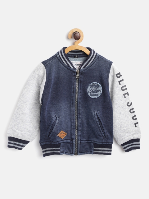 

RUFF Boys Navy Blue & Grey Melange Solid Sweatshirt