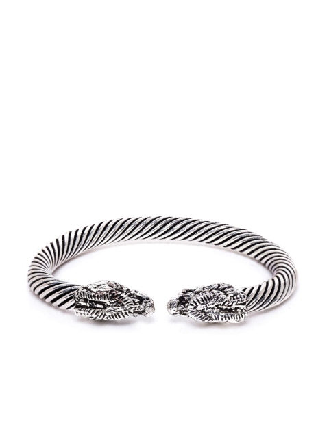 

D.C Creation Men Oxidised Silver-Plated Textured Cuff Bracelet