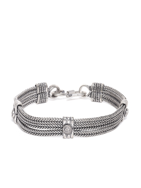 

D.C Creation Men Oxidised Silver-Plated Handcrafted Multistrand Bracelet
