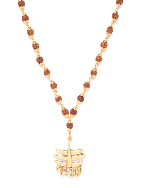 

D.C Creation Men Brown Gold-Plated Beaded Eco Friendly Brass Mahakal Temple Chain