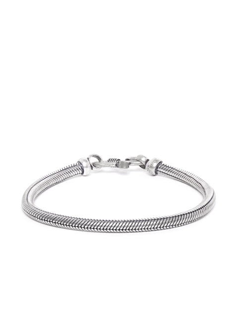 

D.C Creation Men Oxidised Silver-Plated Wraparound Bracelet