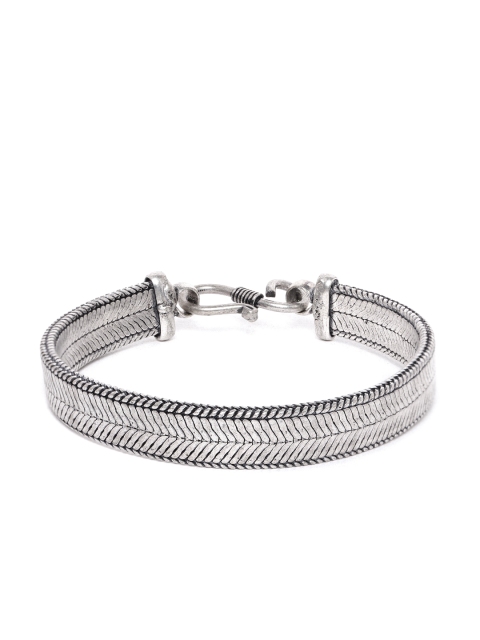 

D.C Creation Men Oxidised Silver-Plated Wraparound Bracelet