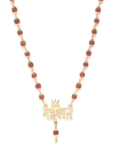 

D.C Creation Men Brown Gold-Plated Beaded Eco Friendly Brass Mahakal Temple Chain