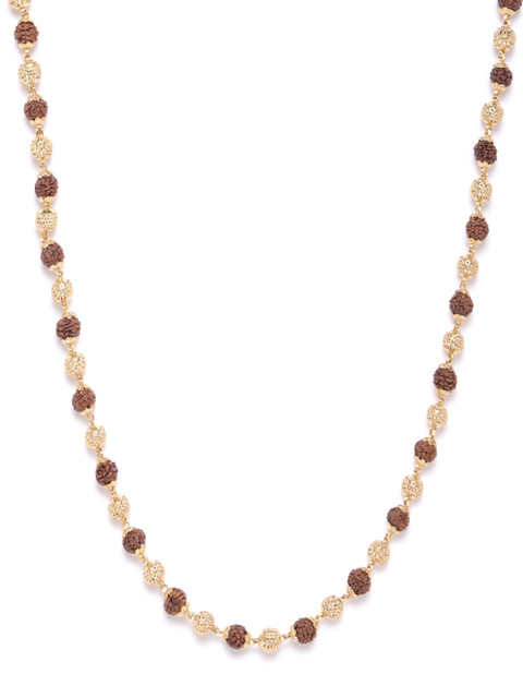 

D.C Creation Men Coffee Brown Gold-Plated Beaded Eco Friendly Brass Chain
