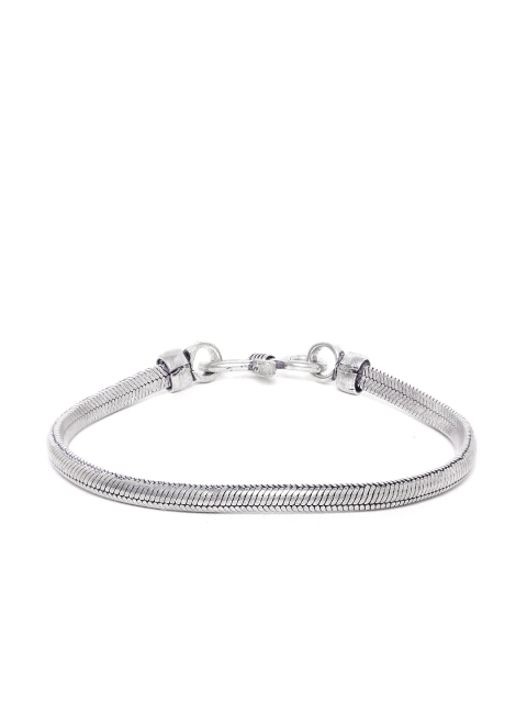 

D.C Creation Men Oxidised Silver-Plated Wraparound Bracelet