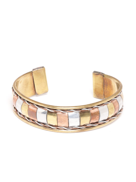 

D.C Creation Men Silver-Toned Gold-Plated Cuff Bracelet