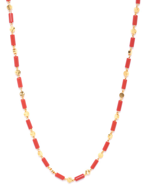 

D.C Creation Men Red Gold-Plated Beaded Link & Bar Chain