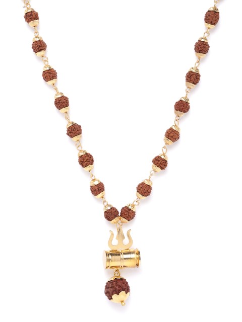 

D.C Creation Men Brown Gold-Plated Beaded Amulet Detail Chain