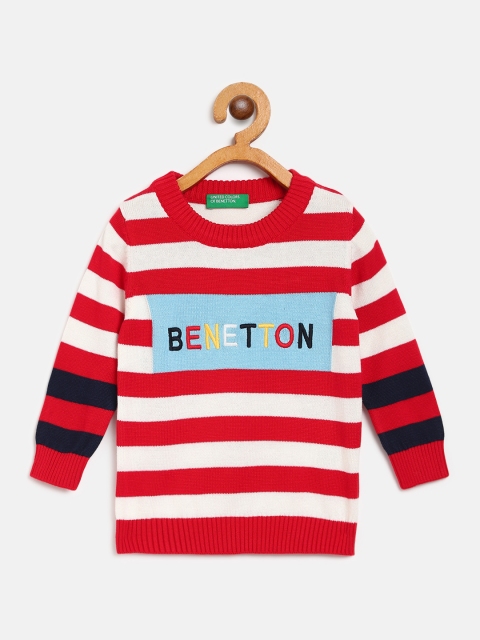 

United Colors of Benetton Boys Red & White Striped Pullover