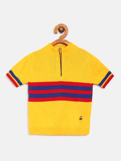 

United Colors of Benetton Boys Yellow & Red Striped Pullover
