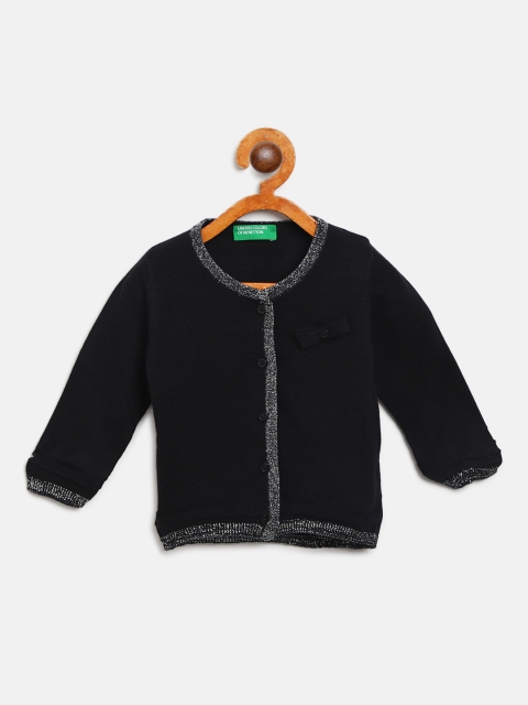 

United Colors of Benetton Girls Black Solid Cardigan