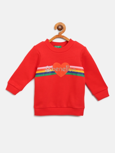 

United Colors of Benetton Girls Orange Brand Logo Print Sweatshirt