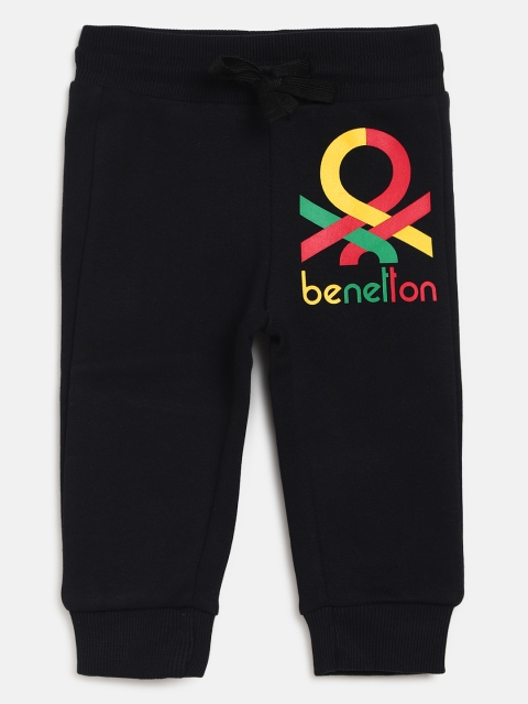 

United Colors of Benetton Boys Black Brand Logo Print Detail Joggers