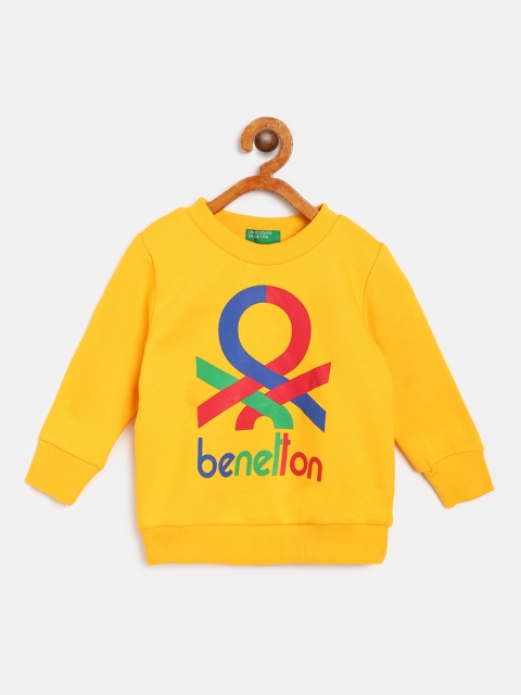 

United Colors of Benetton Boys Yellow & Red Brand Logo Print Sweatshirt