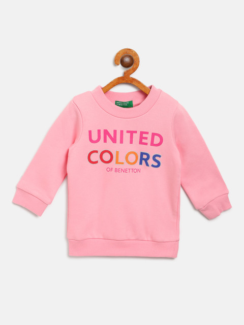 

United Colors of Benetton Girls Pink Brand Logo Print Sweatshirt