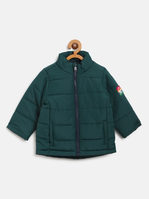 

United Colors of Benetton Boys Teal Green Solid Padded Jacket