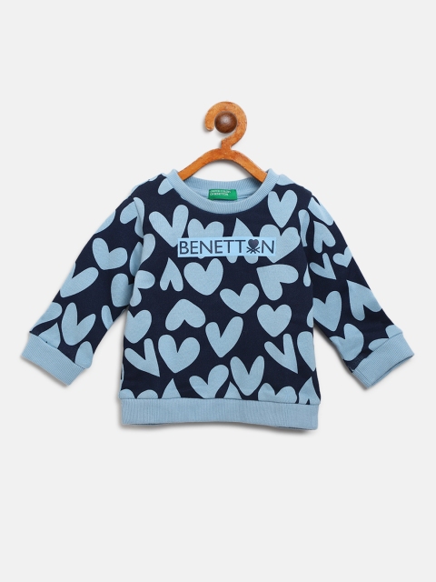 

United Colors of Benetton Girls Blue Heart Print Sweatshirt