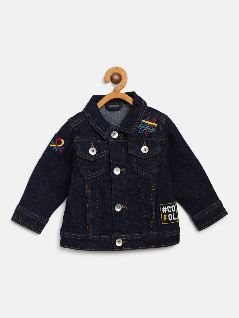 

United Colors of Benetton Boys Navy Blue Applique Detail Denim Jacket