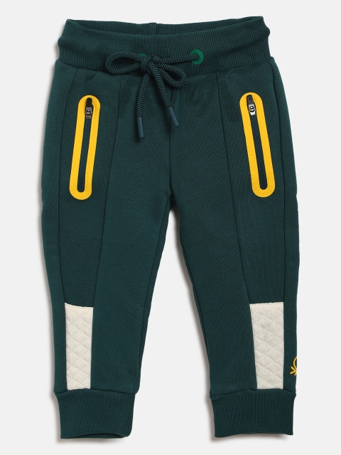 

United Colors of Benetton Boys Teal Green Quilted Panel Joggers