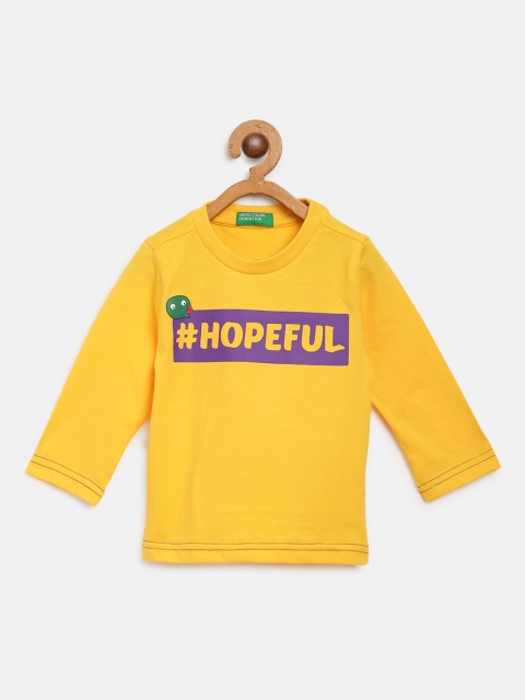 

United Colors of Benetton Boys Yellow Printed Round Neck T-shirt