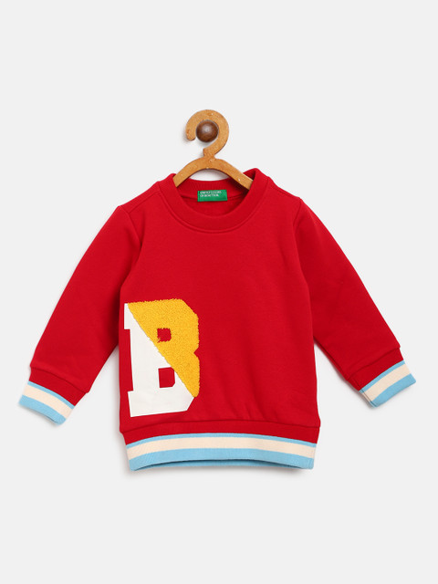 

United Colors of Benetton Boys Red & White Printed Sweatshirt