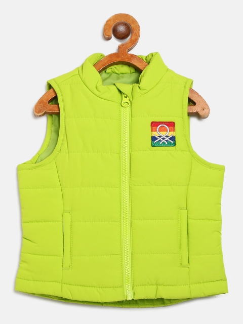 

United Colors of Benetton Girls Lime Green Solid Padded Jacket