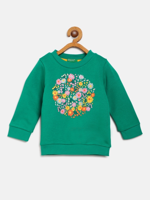 

United Colors of Benetton Girls Green & Pink Floral Print Sweatshirt