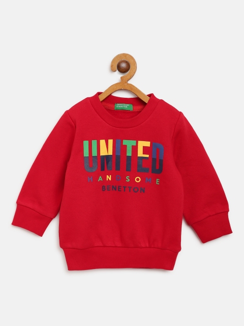 

United Colors of Benetton Boys Red Brand Logo Print Sweatshirt