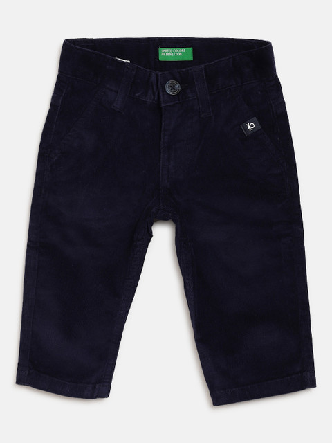 

United Colors of Benetton Boys Navy Blue Solid Corduroy Trousers