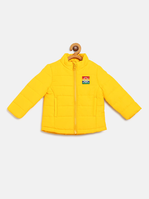 

United Colors of Benetton Girls Yellow Solid Padded Jacket