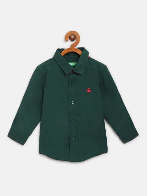

United Colors of Benetton Boys Green Regular Fit Solid Casual Shirt